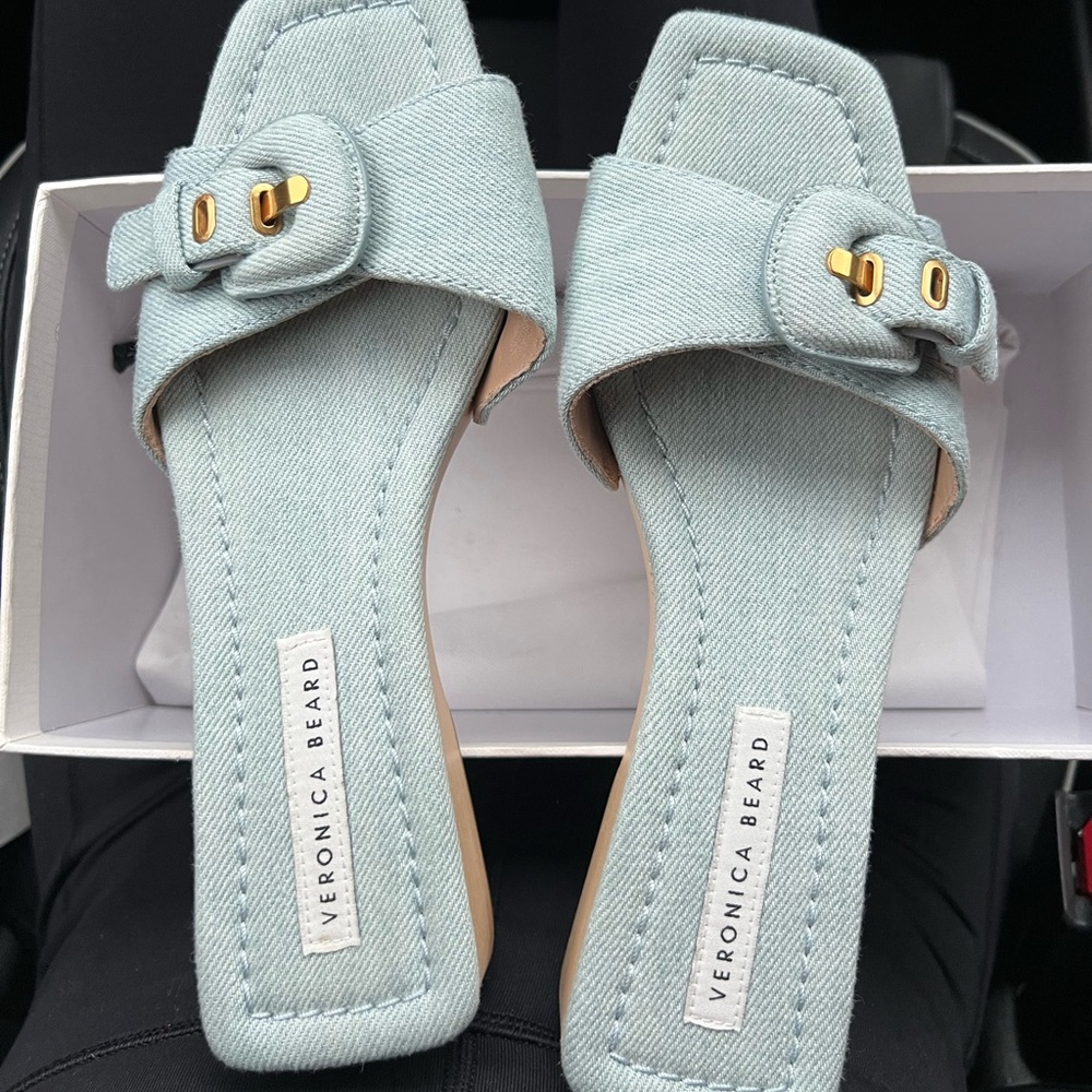 veronica beard denim sandals
